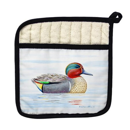 Betsy Drake PT435 Green Wing Teal Pot Holder
