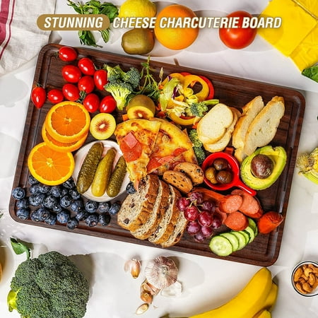 Large Walnut Wood Cutting Board for Kitchen 18x12 (Gift Box) with Juice Groove Handles Non-slip Mats Thick Reversible Butcher Block Chopping Board Cheese Charcuterie Boardrd
Large Walnut Wood Cutting Board for Kitchen 18x12 (Gift Box) with Juice Groove Handles Non-slip Mats Thick Reversible Butcher Block Chopping Board Cheese Charcuterie Boardrd