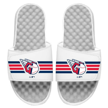 Men s ISlide White Cleveland Guardians Stripe Slide Sandals