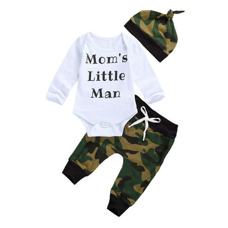 LisenraIn Newborn Baby Clothes Set Long Sleeve Letter Print Romper Camouflage Pants Hat Set
LisenraIn Newborn Baby Clothes Set Long Sleeve Letter Print Romper Camouflage Pants Hat Set