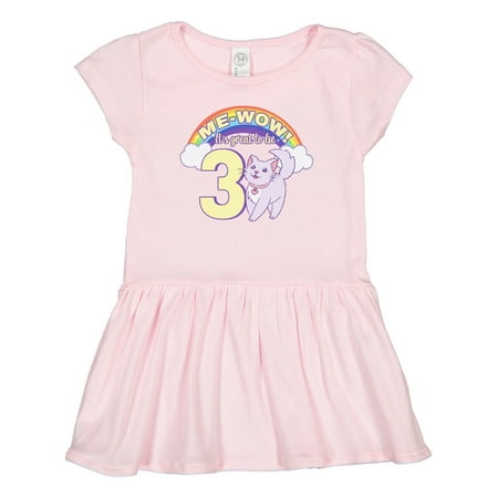 Inktastic Cute 3 Year Old Kitty with Rainbow Gift Toddler Girl Dress