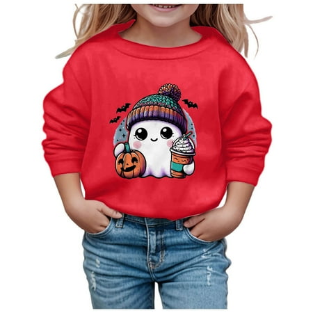 Bjutir Toddler Girls Sweatshirts Children Fashion Halloween Cute Printed Crew Neck Hoodless Long Sleeve Sweatshirt Red 5-6 Years
Bjutir Toddler Girls Sweatshirts Children Fashion Halloween Cute Printed Crew Neck Hoodless Long Sleeve Sweatshirt Red 5-6 Years