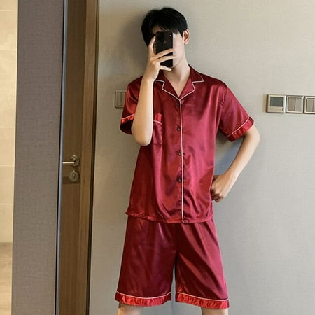 QWZNDZGR Solid Color Sleepwear Silk Satin Men Pajamas Set Home Clothes Short Sleeve Button-Down Pyjamas Suit Pijama Men Loungewear Pj Set
QWZNDZGR Solid Color Sleepwear Silk Satin Men Pajamas Set Home Clothes Short Sleeve Button-Down Pyjamas Suit Pijama Men Loungewear Pj Set