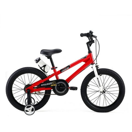 RoyalBaby BMX Freestyle Kids Bike, 18 inch, in 6 colors, Boy's Bikes and Girl's Bikes with training wheels, Gifts for children 18 inch wheels, Red