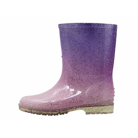 Shoes8teen Childrens Unisex Rain Boots Puple Multi Glitter Little Kids 13