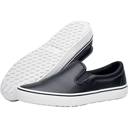 Shoes for Crews Merlin Slip On Unisex Black/White Leather Sneakers Slip Resistant Restaurant Work Shoes
Shoes for Crews Merlin Slip On Unisex Black/White Leather Sneakers Slip Resistant Restaurant Work Shoes