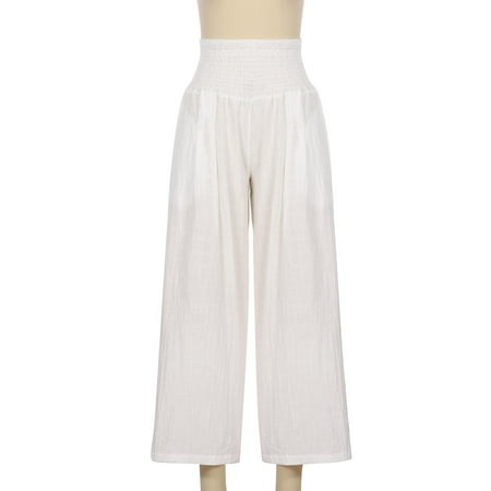 2023 Ladies Linen Smocked High Waist Palazzo Pants Pocketed Tummy Straight Wide Leg Pajama Lounge Baggy Pants
2023 Ladies Linen Smocked High Waist Palazzo Pants Pocketed Tummy Straight Wide Leg Pajama Lounge Baggy Pants