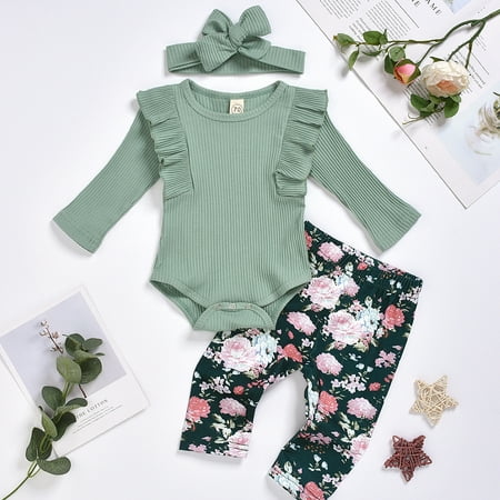 3pc Baby Girl Clothes Set 0-2 T Infant Toddler Girls Rib Long Sleeve Bodysuit Romper+ Floral Pants+ Headband Outfits
3pc Baby Girl Clothes Set 0-2 T Infant Toddler Girls Rib Long Sleeve Bodysuit Romper+ Floral Pants+ Headband Outfits