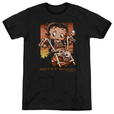 Betty Boop Sunset Rider Mens Adult Heather Ringer Shirt