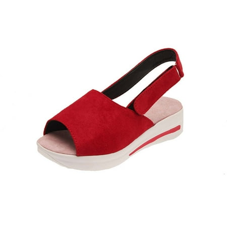 Sandals for Women Sandals Clearance Summer New Style Casual Fish Mouth Suede Women s Platform Sandals
