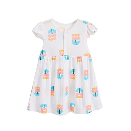 Toddler Dress Cartoon Flower Print Thin Style Cute Breathable Round Neck Short Sleeves Dress
Toddler Dress Cartoon Flower Print Thin Style Cute Breathable Round Neck Short Sleeves Dress
