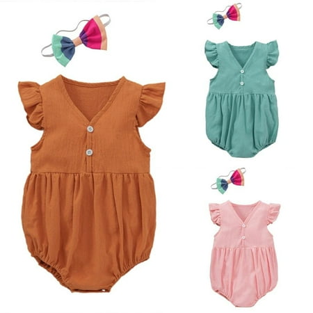 SPRING PARK Toddler Romper Fly Sleeve Solid Color Unisex Newborn Baby V Neck Jumpsuits for Daily Wear
SPRING PARK Toddler Romper Fly Sleeve Solid Color Unisex Newborn Baby V Neck Jumpsuits for Daily Wear