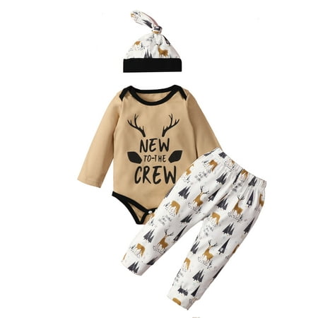 Sunisery 3PCS Toddler Kids Baby Girls Boys Letter Long Sleeve Romper Top Fawn Tree Trousers Cap Clothes Sets Light Khaki 3-6 Months
Sunisery 3PCS Toddler Kids Baby Girls Boys Letter Long Sleeve Romper Top Fawn Tree Trousers Cap Clothes Sets Light Khaki 3-6 Months