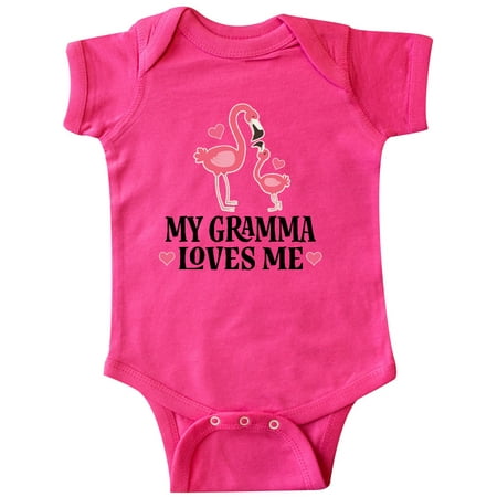 Inktastic Gramma Loves Me Girl Flamingo Gift Baby Girl Bodysuit