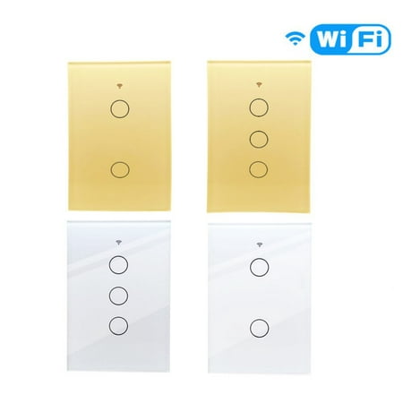 

WiFi Smart Wall Touch Light Switch Glass Panel Wireless Remote Control by Mobile APP Anywhere Compatible with Alexa Timing Function No Hub Required (Wall Switch 2/3 Gang)