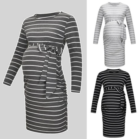 Tejiojio Maternity/Labor/Nursing Clothing Clearance Pregnant Women Clothes Long Sleeve Round Neck Stripe Maternity Dress With Belt
Tejiojio Maternity/Labor/Nursing Clothing Clearance Pregnant Women Clothes Long Sleeve Round Neck Stripe Maternity Dress With Belt