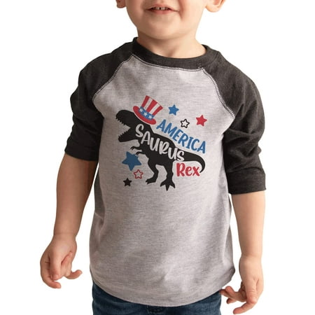 7 ate 9 Apparel Kids 4th of July Shirts - Dinosaur Americasaurus Grey Shirt 6 Months