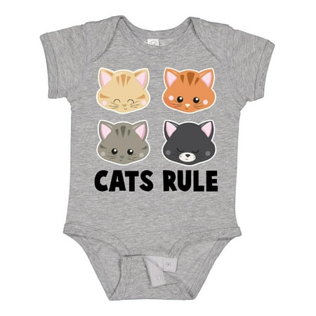 Inktastic Cats Rule with Cat Heads Gift Baby Boy or Baby Girl Bodysuit