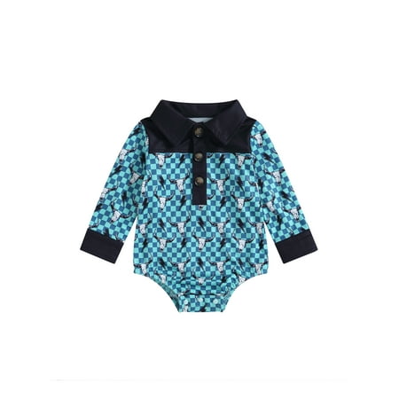 Western Baby Shirt Romper Long Sleeve Cow/Cowboy Print Button Up Lapel Bodysuit Newborn Clothes
Western Baby Shirt Romper Long Sleeve Cow/Cowboy Print Button Up Lapel Bodysuit Newborn Clothes