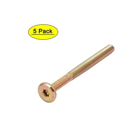 M6x75mm Flat Hex Socket Head Hexagon Furniture Bolts Connector Fastener 5pcs