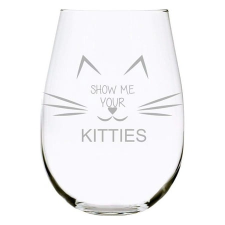 C M Show me your kitties stemless wine glass Funny wine glass for cat lovers- 17 oz.
C M Show me your kitties stemless wine glass Funny wine glass for cat lovers- 17 oz.