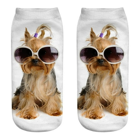 Huachen Cute Casual Business Socks 3D Dog Printing Medium Sports Socks