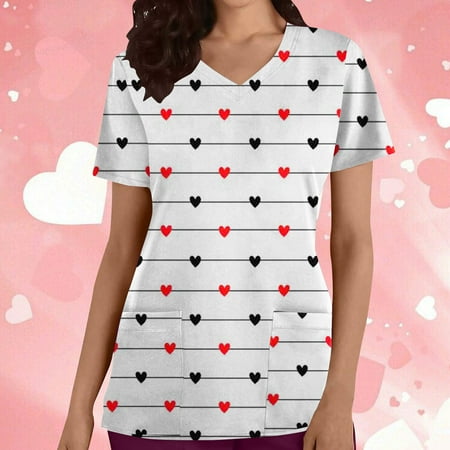 Valentines Day Gifts for Her Ozmmyan Womens Tops Valentines Scrubs for Women Fashion Women Short Sleeve V-Neck Printing Blouse Causal Pullover Pocketss Tops End of Year Clearance
Valentines Day Gifts for Her Ozmmyan Womens Tops Valentines Scrubs for Women Fashion Women Short Sleeve V-Neck Printing Blouse Causal Pullover Pocketss Tops End of Year Clearance