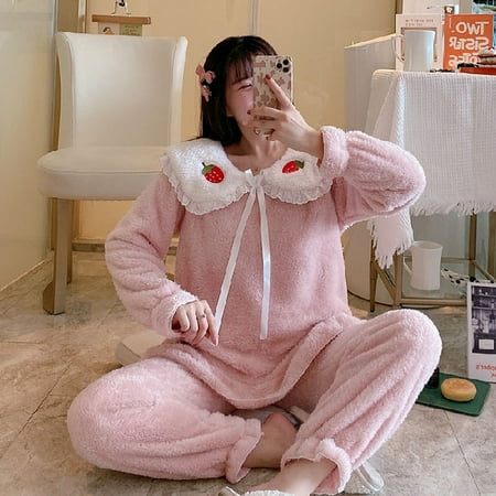 PIKADINGNIS Womens Pajamas Set Winter Leisure Elastic Waist Warm Flannel Sleepwear Set Womens Long Sleeve Nightwear Girl Homewear Clothes
PIKADINGNIS Womens Pajamas Set Winter Leisure Elastic Waist Warm Flannel Sleepwear Set Womens Long Sleeve Nightwear Girl Homewear Clothes