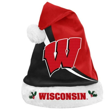 Forever Collectibles NCAA Swoop Logo Santa Hat, University of WisconsinBadgers