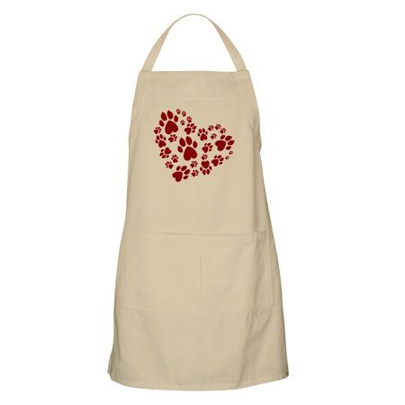 CafePress - Pawprints Heart (Red) Apron - Kitchen Apron with Pockets, Grilling Apron, Baking Apron