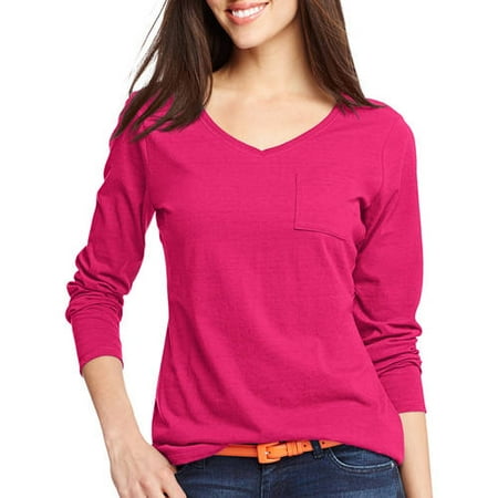 Women's V-Neck Long-Sleeve Pocket T-Shirt