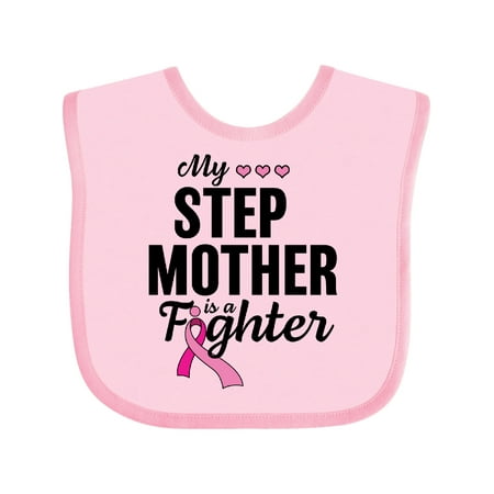 Inktastic Breast Cancer Awareness My Step Mother is a Fighter Gift Baby Boy or Baby Girl Bib