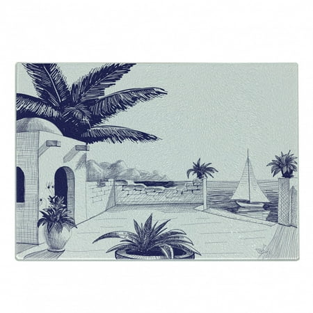 Vintage Boat Cutting Board Beach House by the Sea Sunny Summer Mediterranean Climate Art Print Decorative Tempered Glass Cutting and Serving Board Small Size Indigo and White by Ambesonne
Vintage Boat Cutting Board Beach House by the Sea Sunny Summer Mediterranean Climate Art Print Decorative Tempered Glass Cutting and Serving Board Small Size Indigo and White by Ambesonne