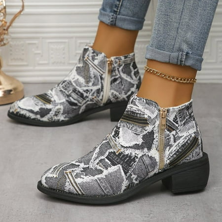 XDDST Womens Booties and Ankle Boots Ankle-High Medium Heel Fashionable Denim Zipper Women s Boots for Autumn New Pattern Thick Heel High Soft Sole Short Boots
XDDST Womens Booties and Ankle Boots Ankle-High Medium Heel Fashionable Denim Zipper Women s Boots for Autumn New Pattern Thick Heel High Soft Sole Short Boots