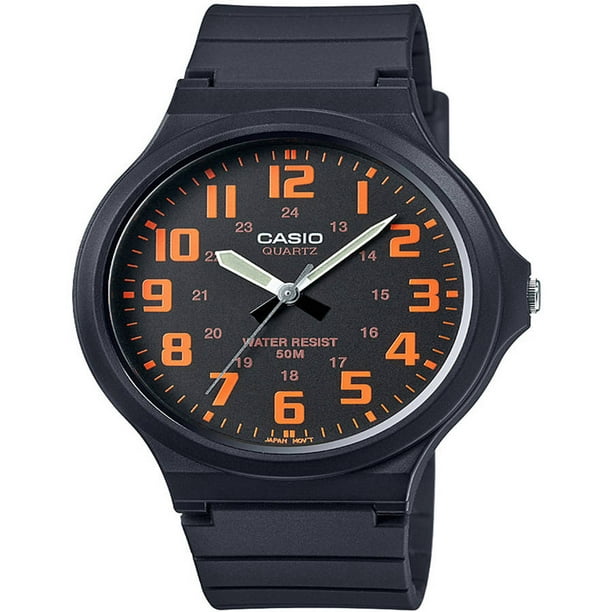 Men's Super-Easy Reader Watch, Black/Orange Dial, MW240-4BV
