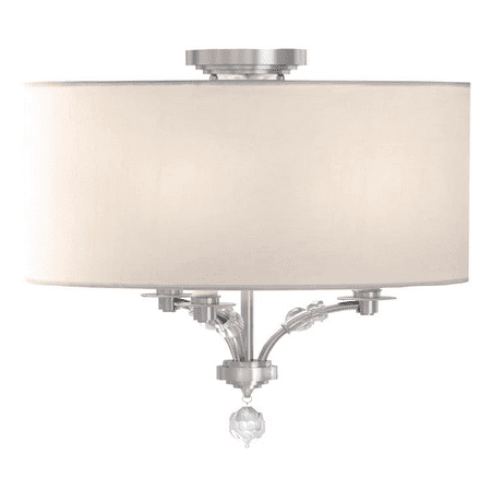 

Polished Nickel Tone Finish Semi Flush 18 Wide Steel and Crystal Material Candelabra 3 Light Fixture