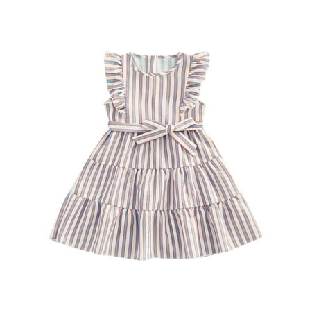 Toddler Girl Dress Independence Day Striped Print Ruffle Shoulder Sleeveless A-line Dress with Belt
Toddler Girl Dress Independence Day Striped Print Ruffle Shoulder Sleeveless A-line Dress with Belt