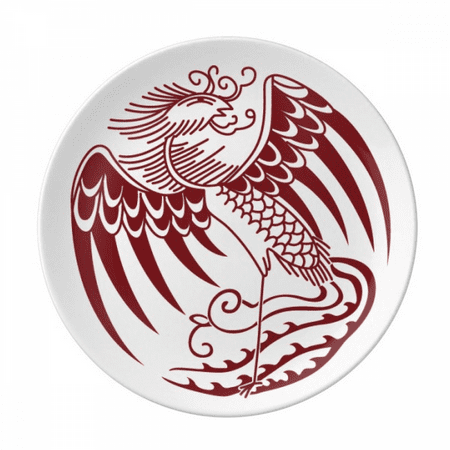 

Chinese Phoenix Animal Portrait Plate Decorative Porcelain Salver Tableware Dinner Dish