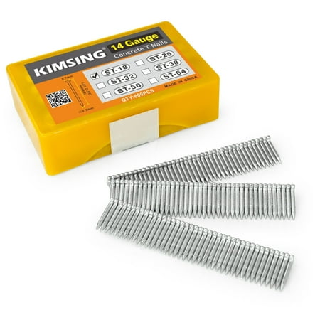 KIMSING 14 Gauge 3/4 Length Concrete Nails Concrete T-Nails for Concrete Nailers Smooth Shank 800 PCS/BOX
KIMSING 14 Gauge 3/4 Length Concrete Nails Concrete T-Nails for Concrete Nailers Smooth Shank 800 PCS/BOX