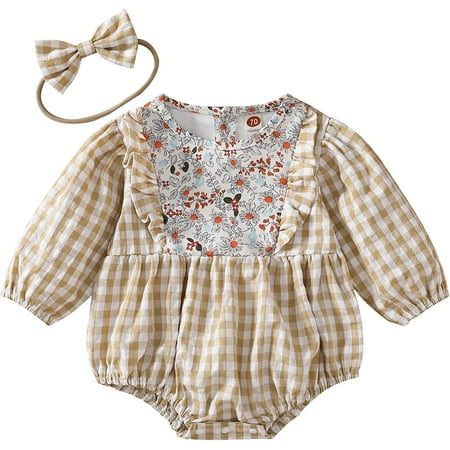 PIKADINGNIS Newborn Baby Girls Clothes Plaid Ruffle Sleeve Romper Jumpsuit with Headband Cute Fall Winter Outfits
PIKADINGNIS Newborn Baby Girls Clothes Plaid Ruffle Sleeve Romper Jumpsuit with Headband Cute Fall Winter Outfits