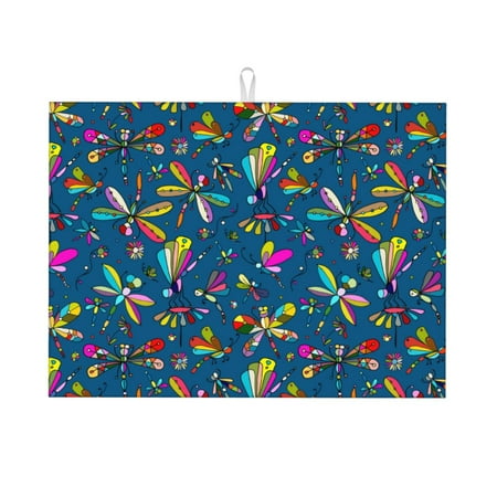 Large Dish Drying Mats for Kitchen Counter - Colorful Dragonfly Butterfly 18x24In Anti-Slip Absorbent Microfiber Drying Mat for Kitchen Counter Mat Dish Rack Mat with Hanging Loop
Large Dish Drying Mats for Kitchen Counter - Colorful Dragonfly Butterfly 18x24In Anti-Slip Absorbent Microfiber Drying Mat for Kitchen Counter Mat Dish Rack Mat with Hanging Loop