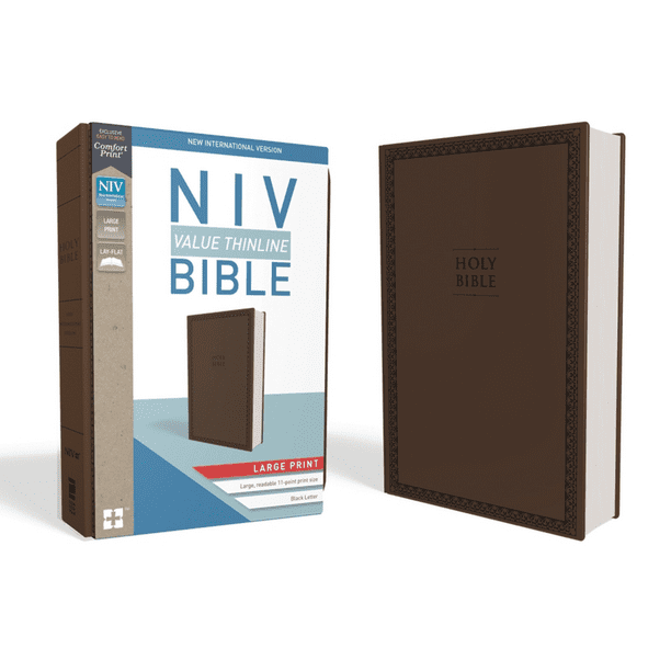 NIV, Value Thinline Bible, Large Print, Imitation Leather, Brown (Other)(Large Print)