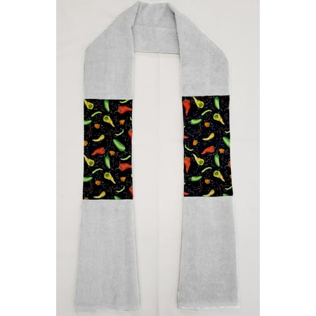 Hot Peppers Kitchen Towel Boa / Scarf (White)