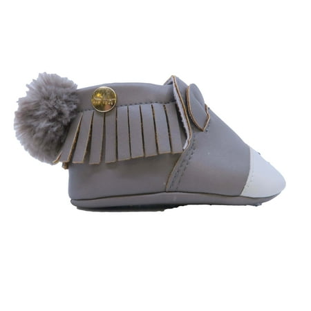 Pre-owned Nicole Miller Girls Grey | White Booties size: 6-12 Months