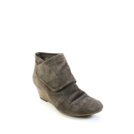 Pre-owned|Coclico Womens Suede Wedge Ankle Booties Brown Gray Size EUR 38.5
