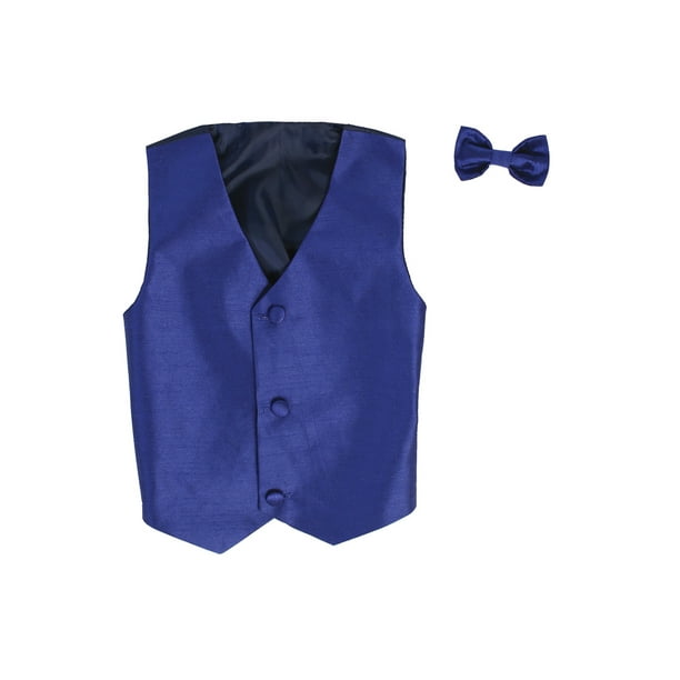 Vest and Clip On Boy Bowtie set - ROYAL - 4/5