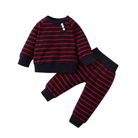 Meihuida 2Pcs Infant Baby Fall Outfits Long Sleeve Button Front Striped Print Tops Pants Set
Meihuida 2Pcs Infant Baby Fall Outfits Long Sleeve Button Front Striped Print Tops Pants Set