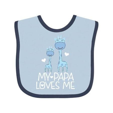 Inktastic Papa Loves Me Boys Giraffe Grandson Gift Baby Boy Bib