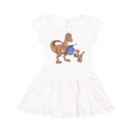 Inktastic Knitting Dinosaur Mom with Baby Dinosaur Gift Toddler Girl Dress