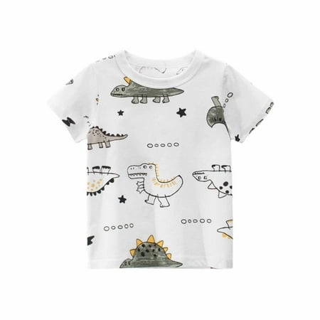 Litte Kids Round Neck Short Sleeve Print T-shirt Funny Fashion Clothes For Sports